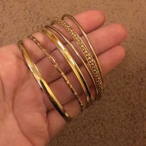 Set of 6 Gold Bangle Bracelets